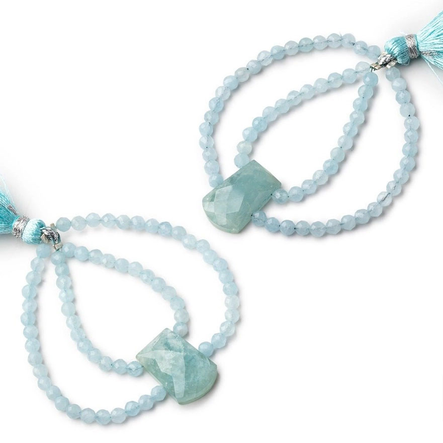 45x45mm Aquamarine Fancy Focal & Faceted Beads