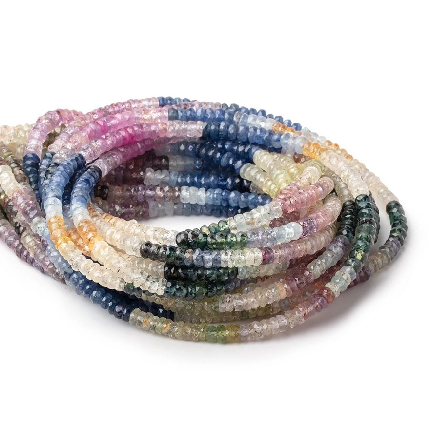4mm Multi Color Sapphire Faceted Rondelle Beads