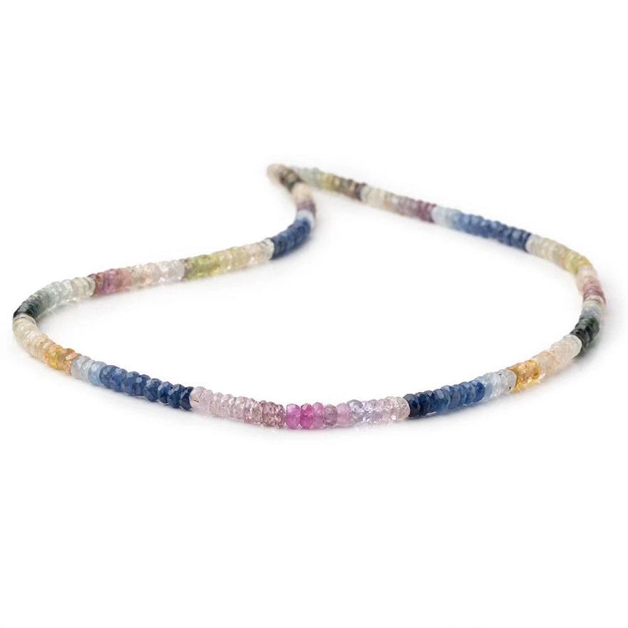 4mm Multi Color Sapphire Faceted Rondelle Beads