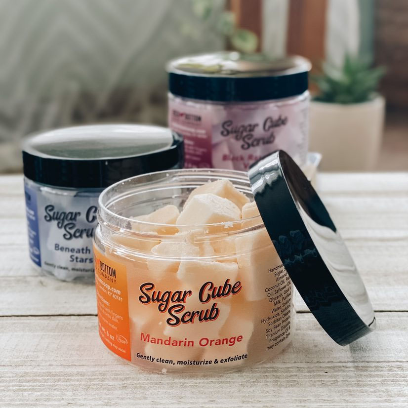 Rock Bottom Soap – Black Raspberry Vanilla Goat Milk Sugar Cube Scrubs 6oz RBSBRVSC6-2 Rock Bottom Soap – Black Raspberry Vanilla Goat Milk Sugar Cube Scrubs 6oz RBSBRVSC6-2