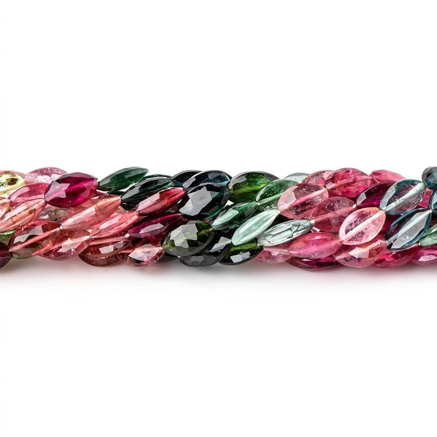 8×4-9x5mm Multi Color Tourmaline Faceted Marquise Beads 14 inch 43 pieces AA