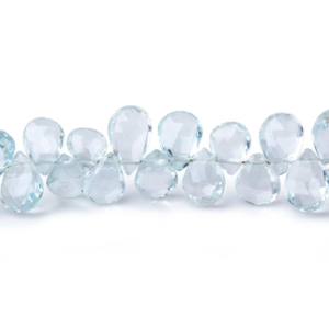 5-6mm Sky Blue Topaz Faceted Pear Beads 8 inch 76 pieces AA