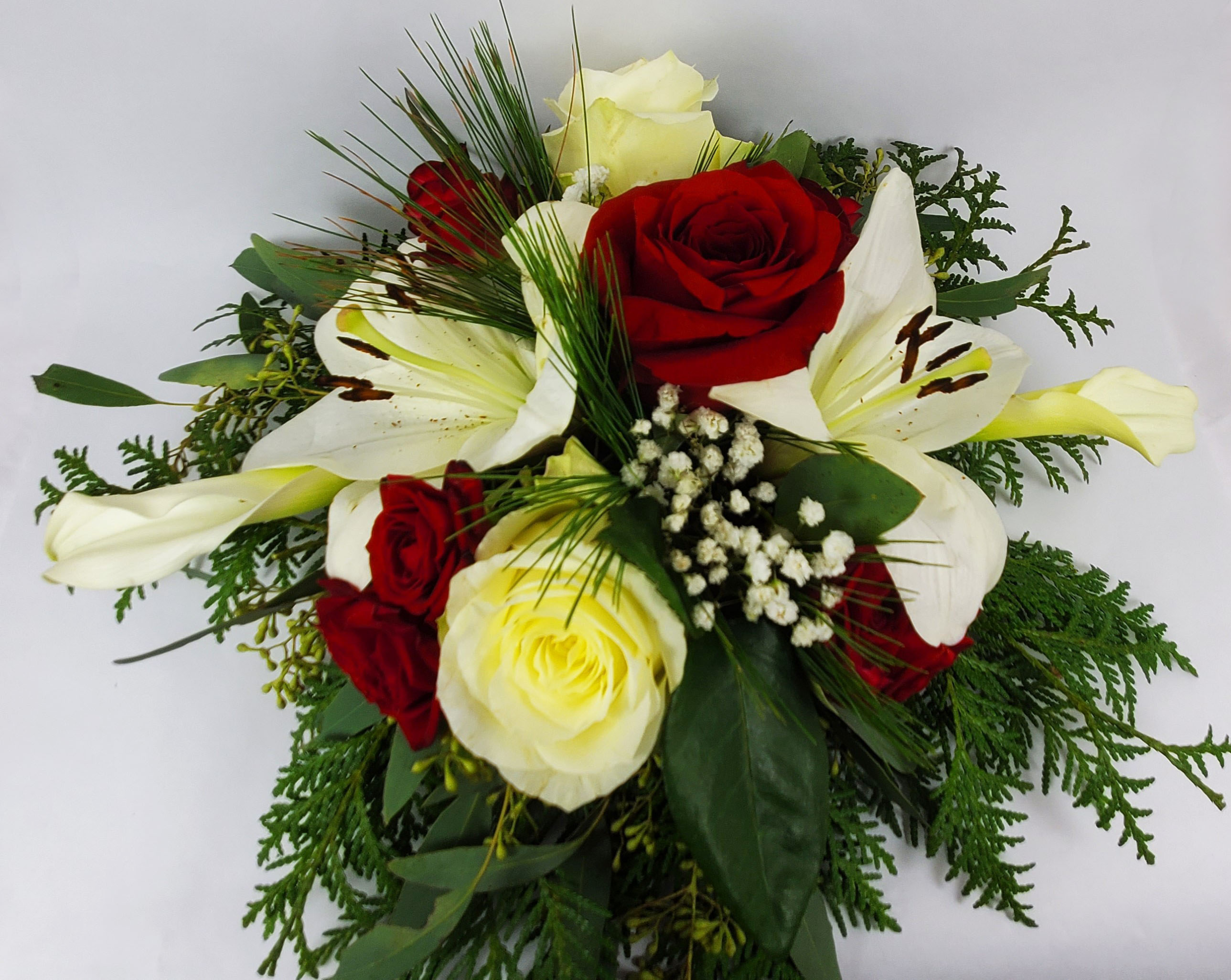 Christmas Fresh Flower Arrangement or Long Stem Roses